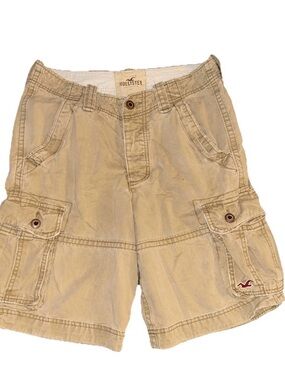 Y2K Hollister Shorts Mens 32 Khaki Tan Cargo Heavy Vintage 10" Button Fly